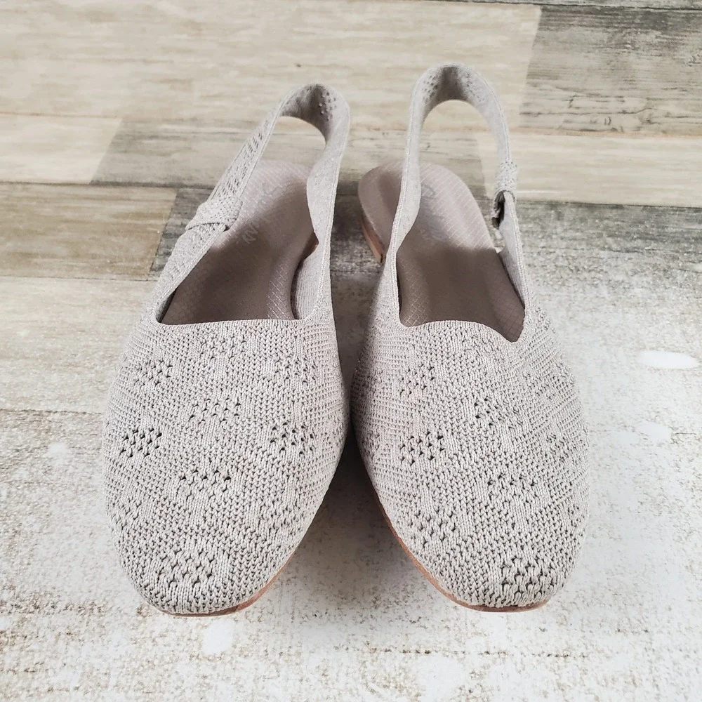 Skechers Cleo Snip Sweet Time Womens Flats Sz 10 Taupe Beige Slingback Round Toe